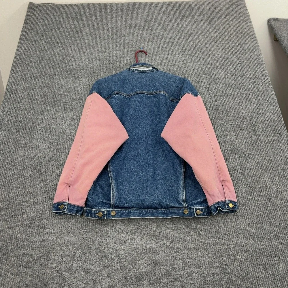 Vintage Structure Jacket Mens S Blue Pink Cotton Denim Colorblock Reversible 90s